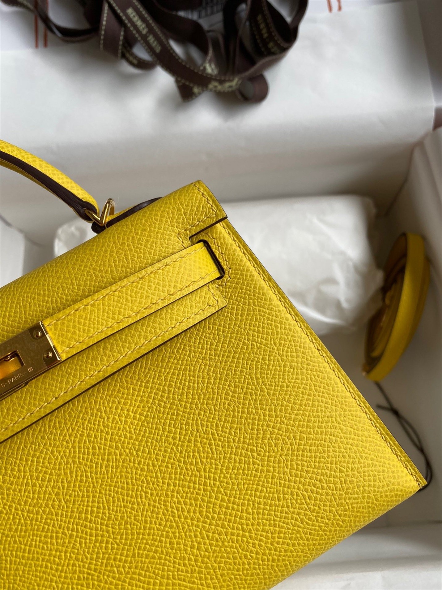 Hermes Kelly Mini II Sellier Handmade Bag In Jaune de Naples Epsom Calfskin