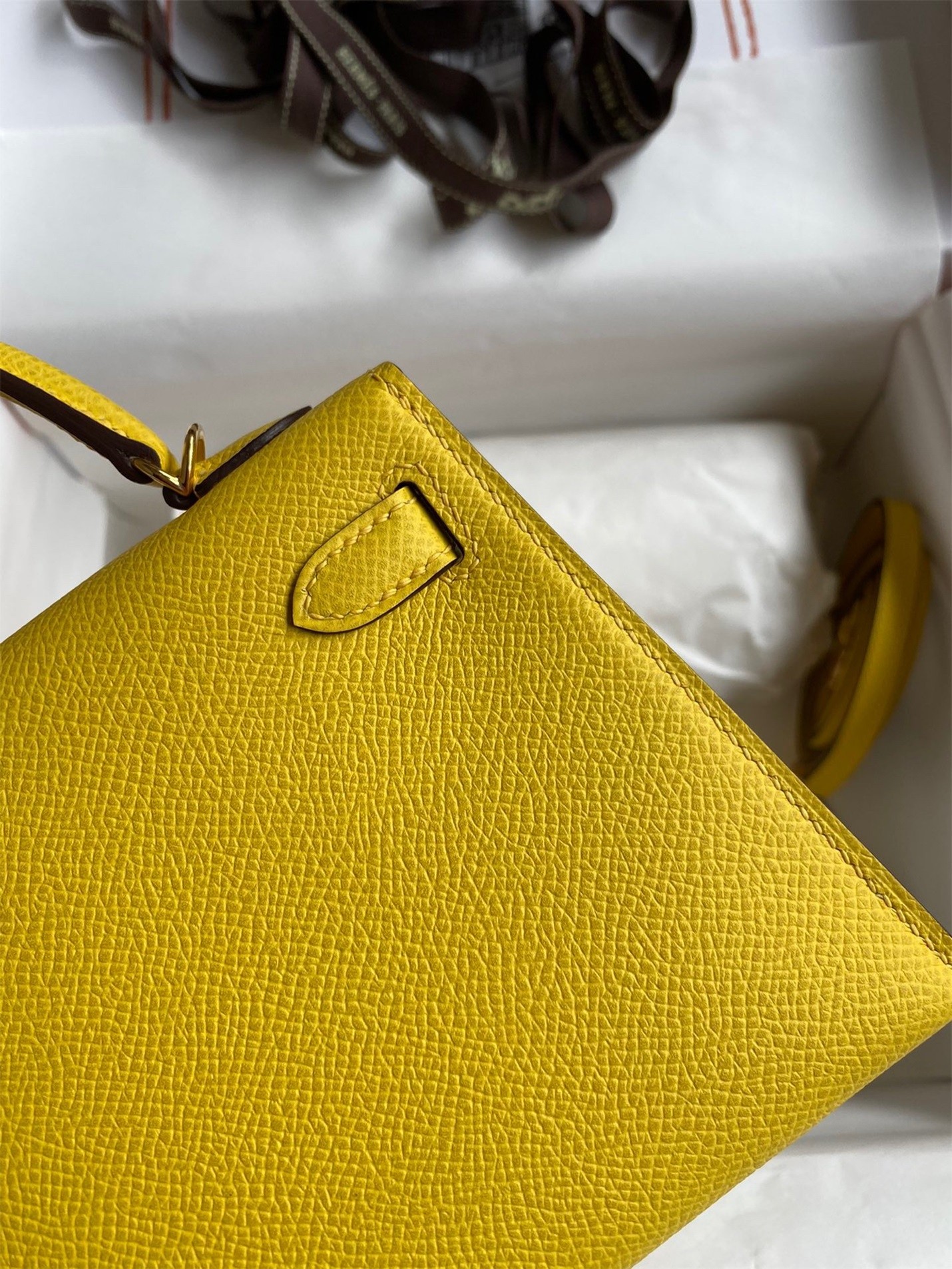 Hermes Kelly Mini II Sellier Handmade Bag In Jaune de Naples Epsom Calfskin