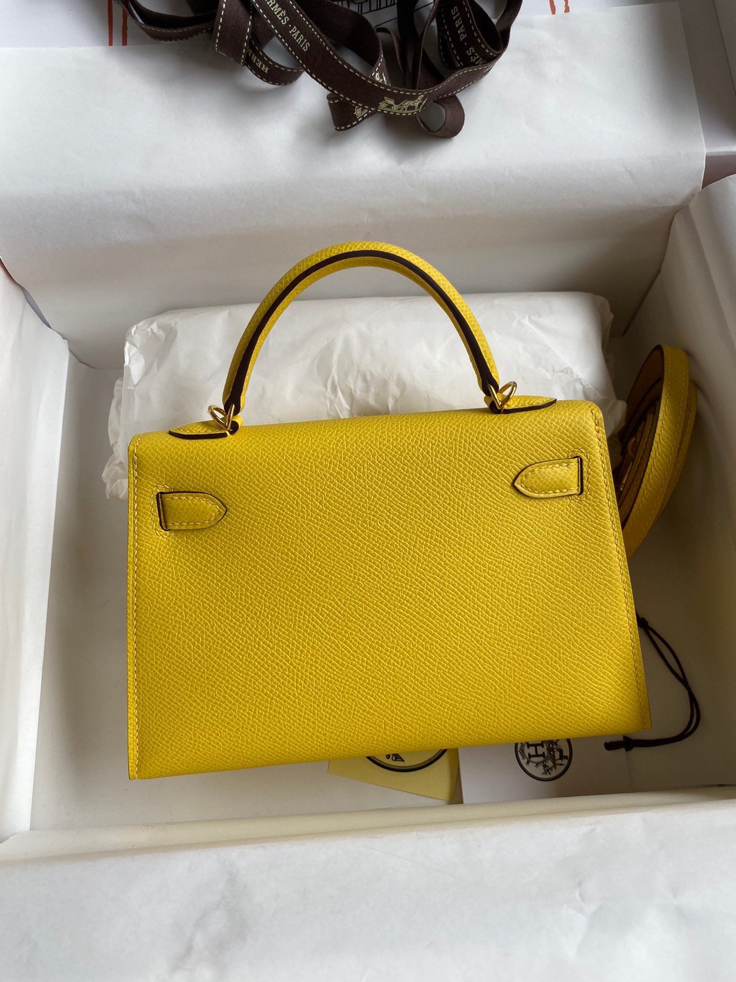 Hermes Kelly Mini II Sellier Handmade Bag In Jaune de Naples Epsom Calfskin