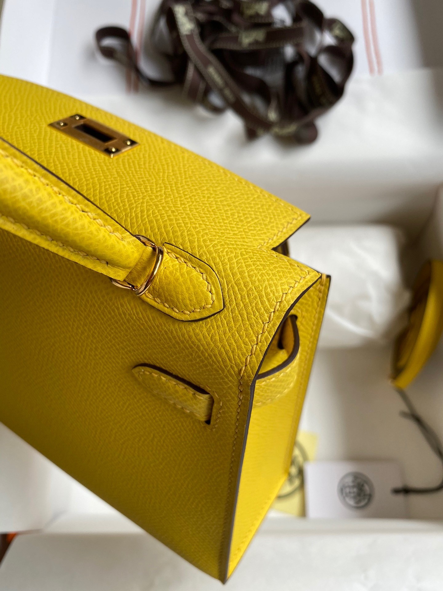 Hermes Kelly Mini II Sellier Handmade Bag In Jaune de Naples Epsom Calfskin