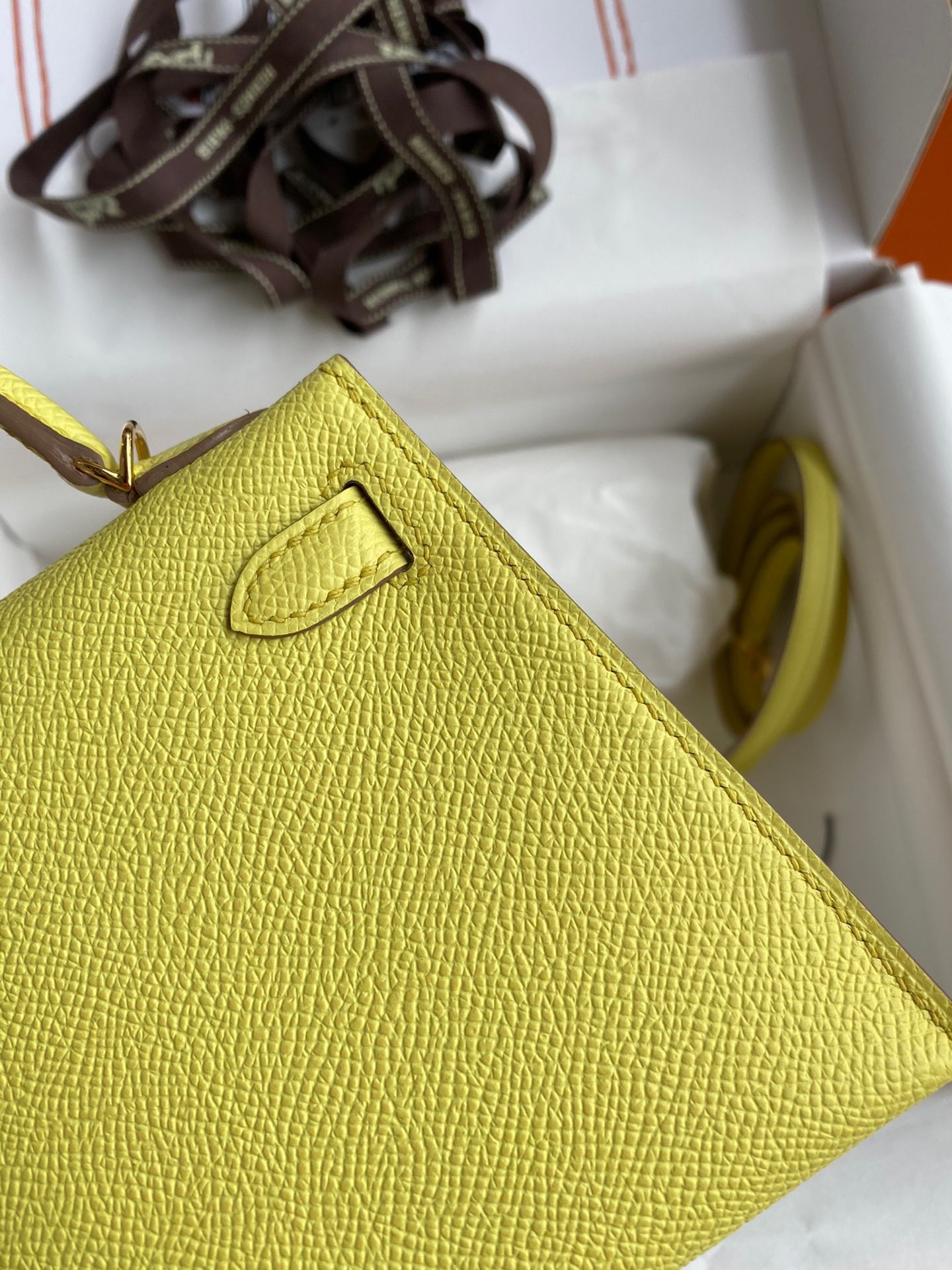 Hermes Kelly Mini II Sellier Handmade Bag In Lime Epsom Calfskin