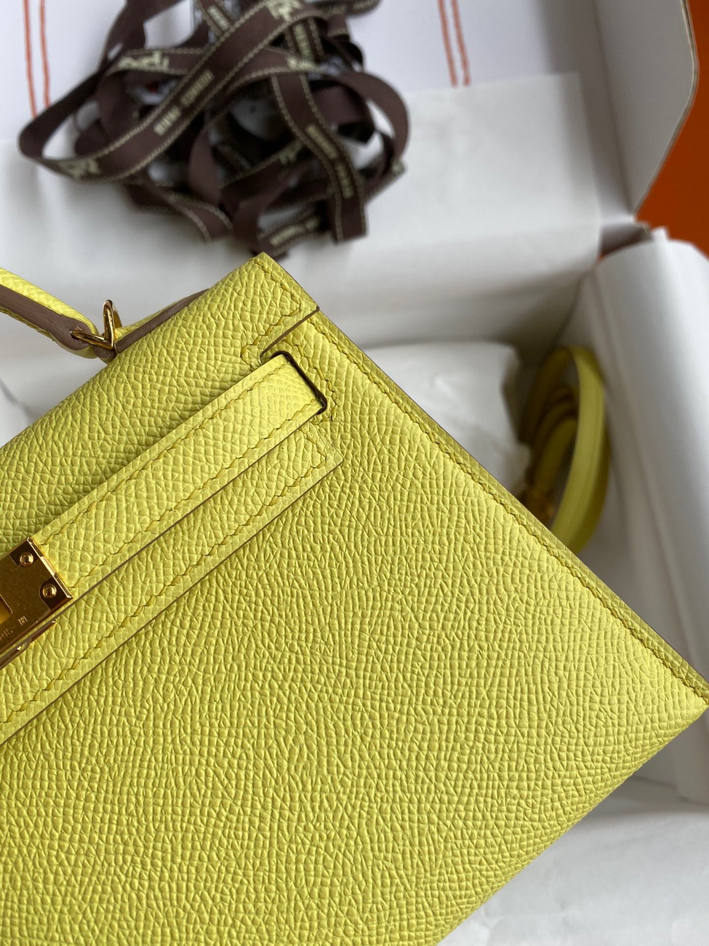 Hermes Kelly Mini II Sellier Handmade Bag In Lime Epsom Calfskin