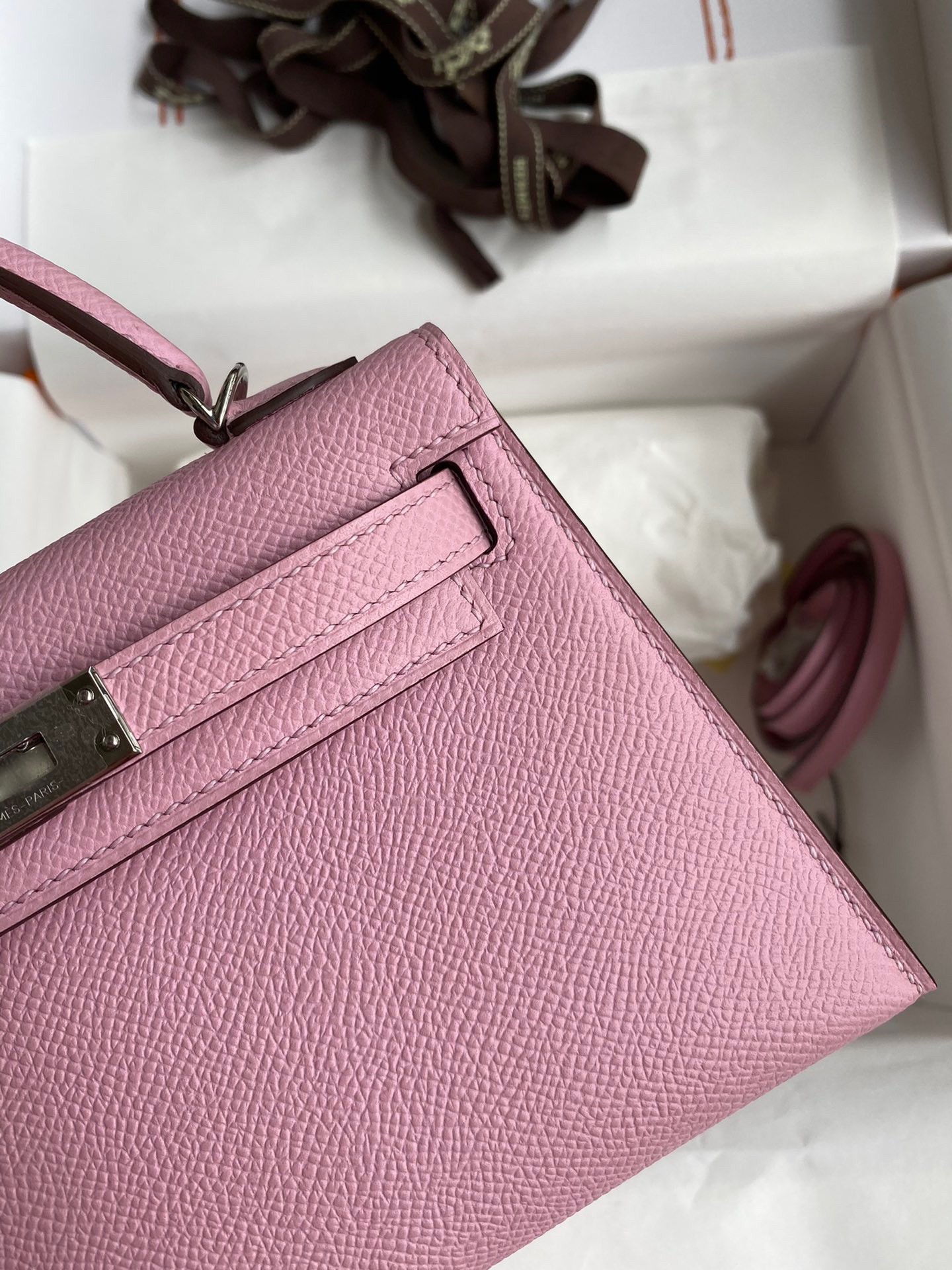 Hermes Kelly Mini II Sellier Handmade Bag In Mauve Sylvestre Epsom Calfskin