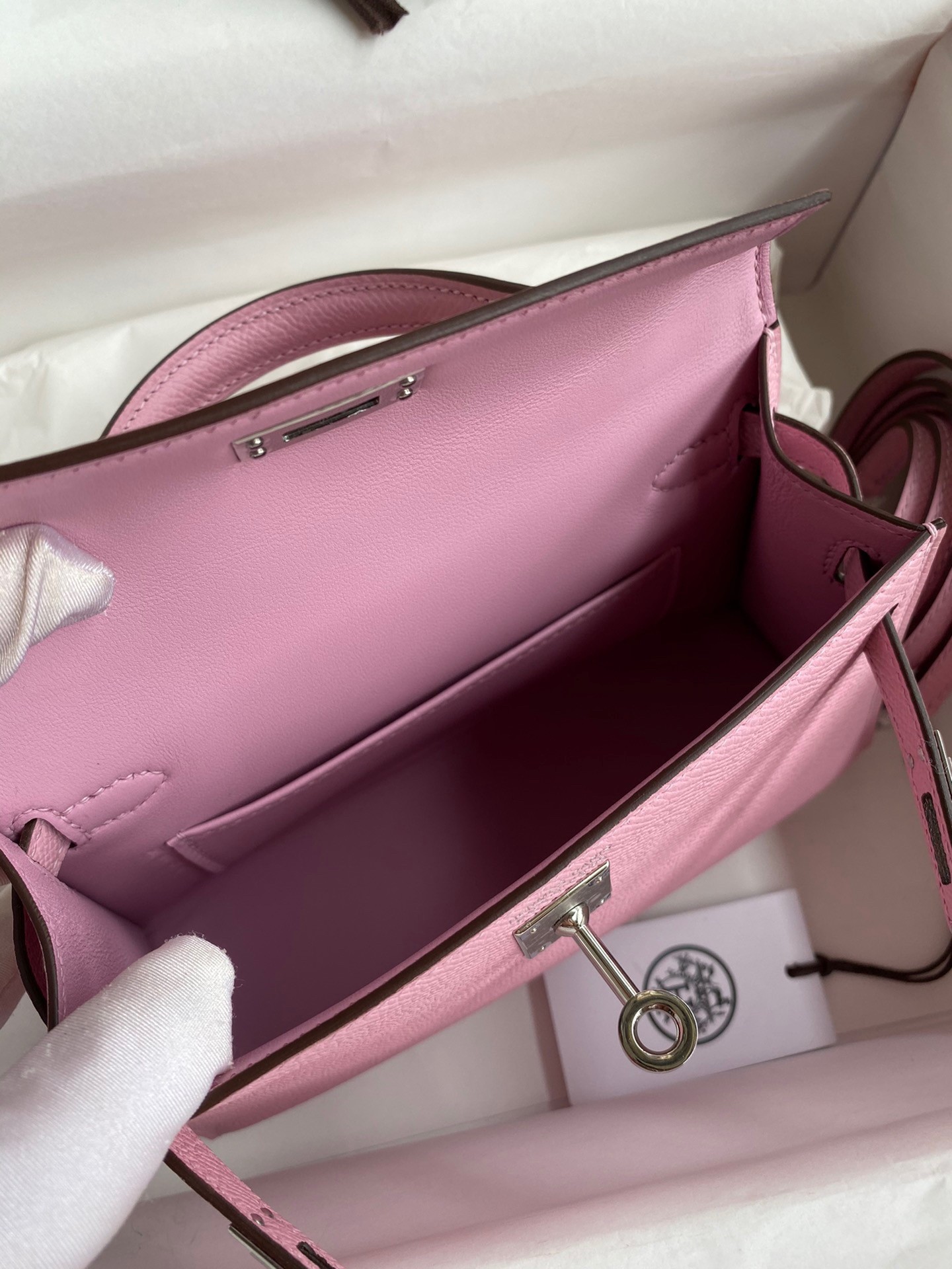 Hermes Kelly Mini II Sellier Handmade Bag In Mauve Sylvestre Epsom Calfskin