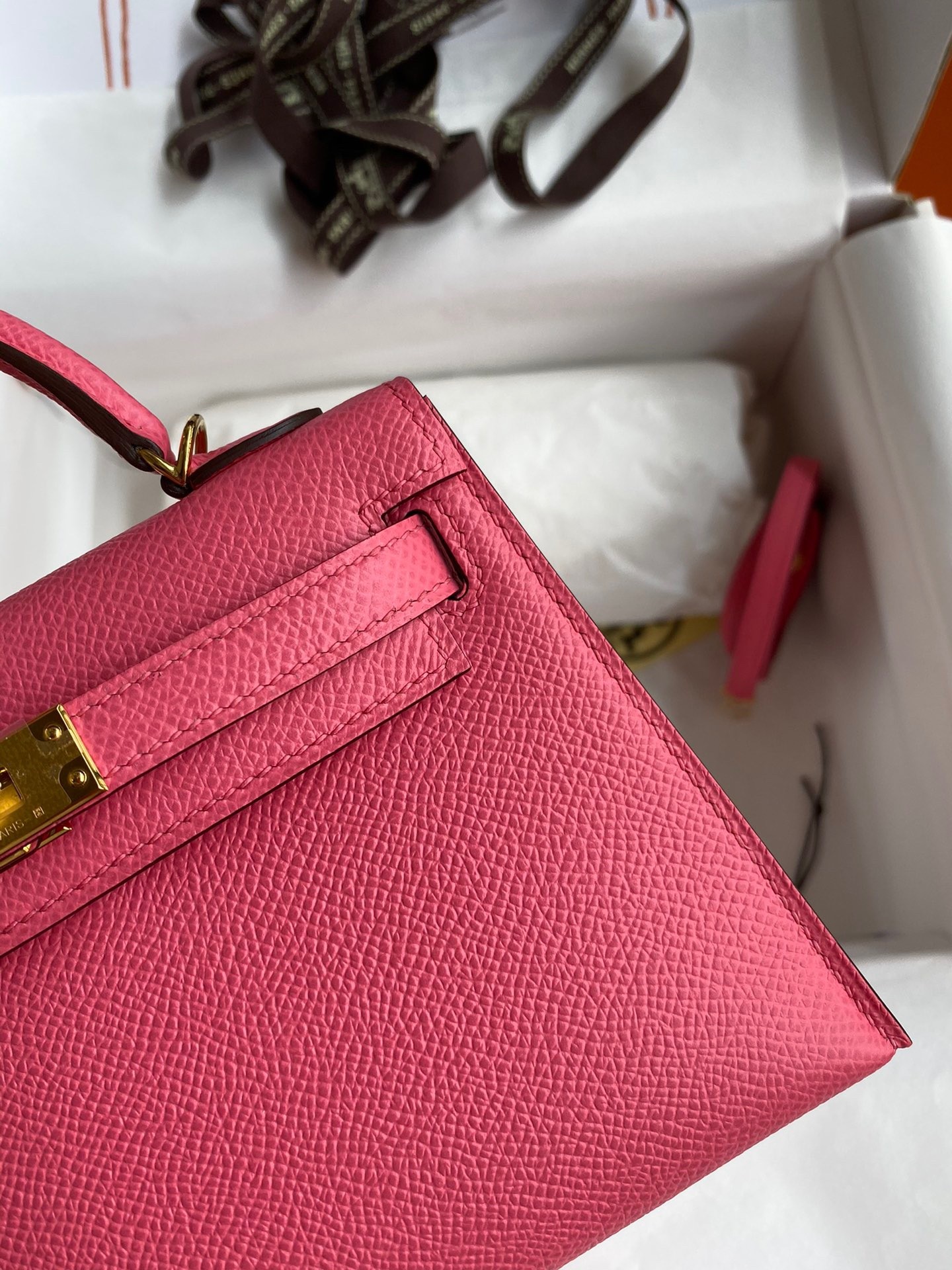 Hermes Kelly Mini II Sellier Handmade Bag In Rose Azalee Epsom Calfskin