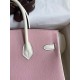 Hermes HSS Birkin 25 Bicolor Bag in Pink and Craie Chevre Mysore Leather