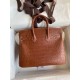 Hermes Birkin 25 Retourne Handmade Bag In Gold Matte Alligator Leather