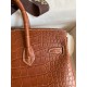 Hermes Birkin 25 Retourne Handmade Bag In Gold Matte Alligator Leather