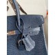 Hermes Birkin 25 Retourne Handmade Bag In Blue Saphir Lizard Leather