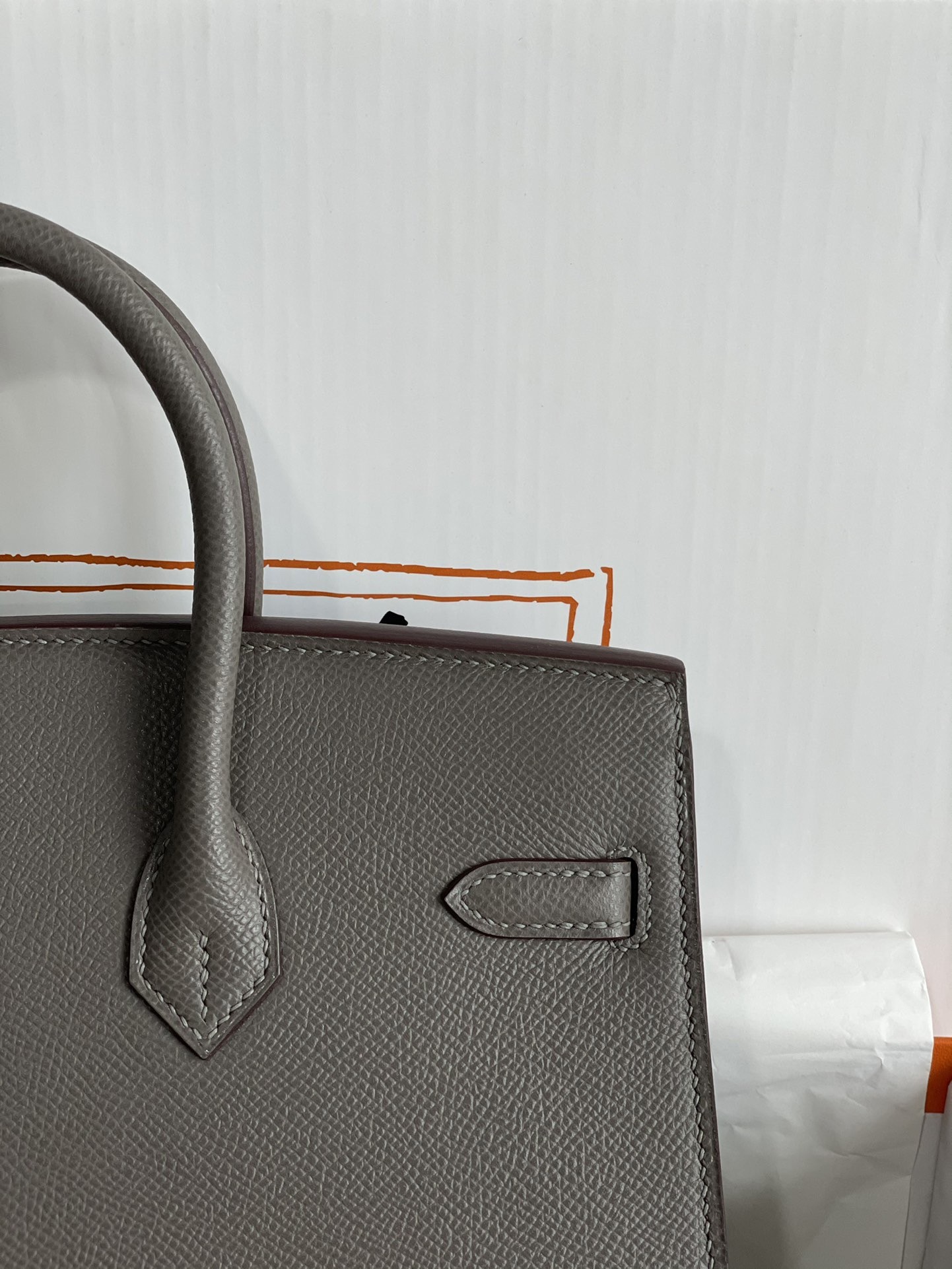 Hermes Birkin 25 Sellier Handmade Bag In Etain Epsom Calfskin