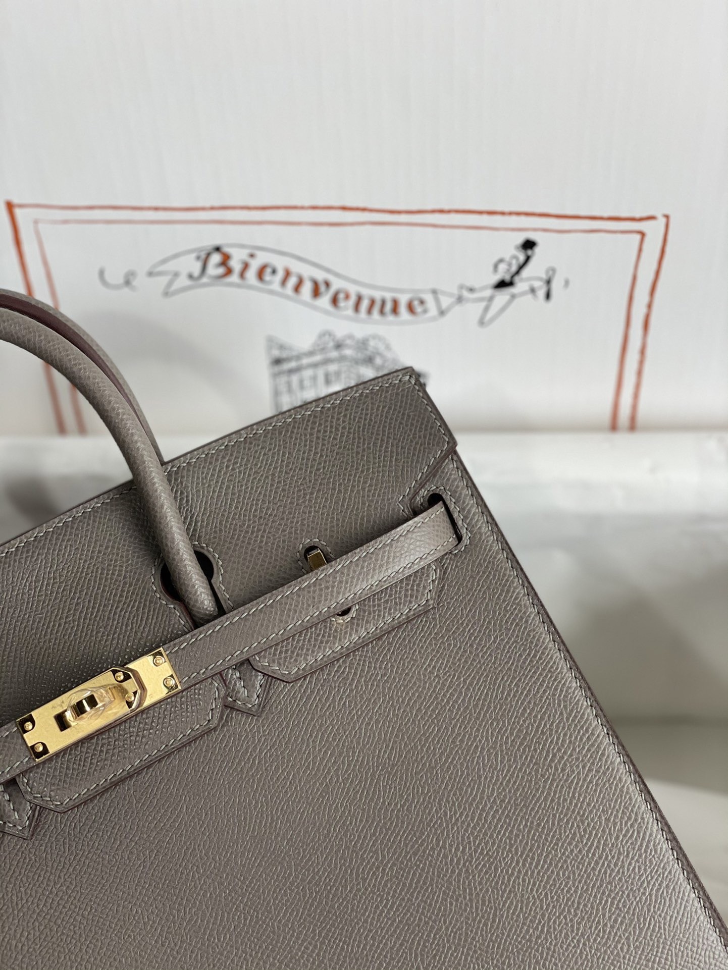 Hermes Birkin 25 Sellier Handmade Bag In Etain Epsom Calfskin