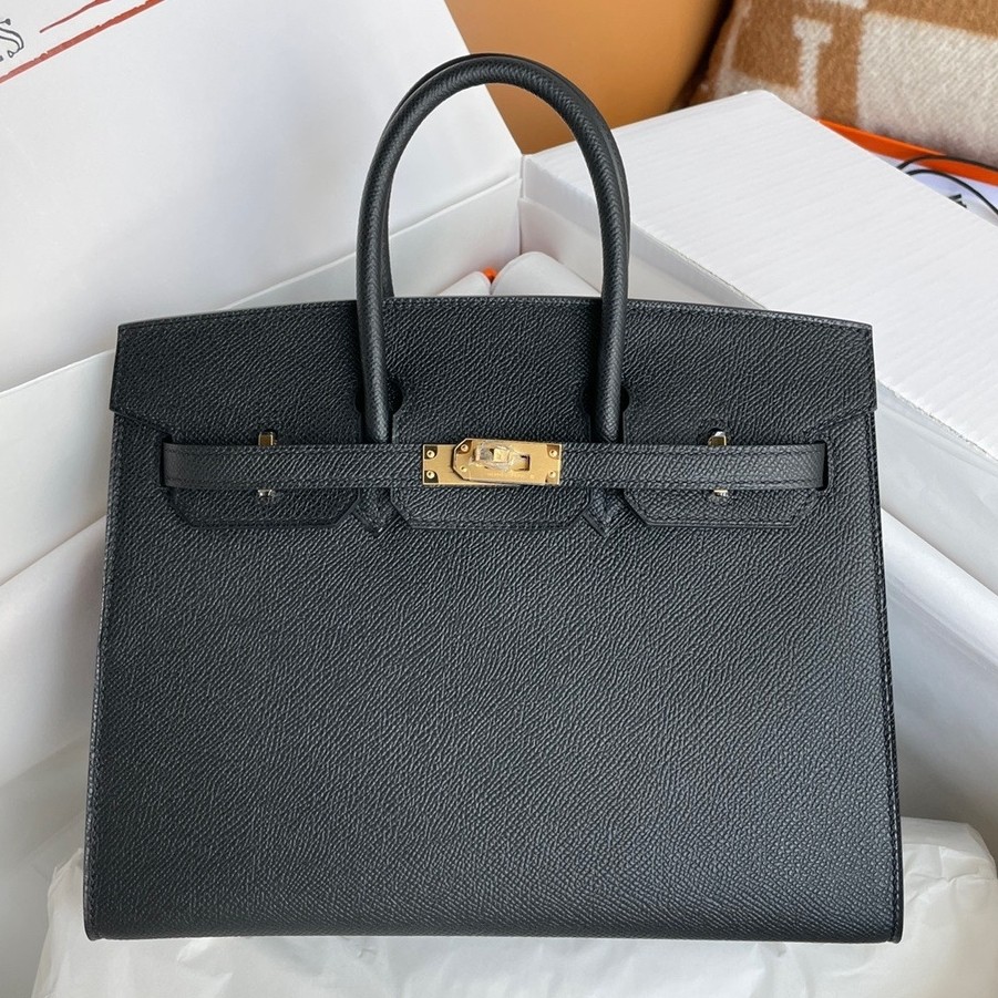 Hermes Birkin 25 Sellier Handmade Bag In Black Epsom Calfskin