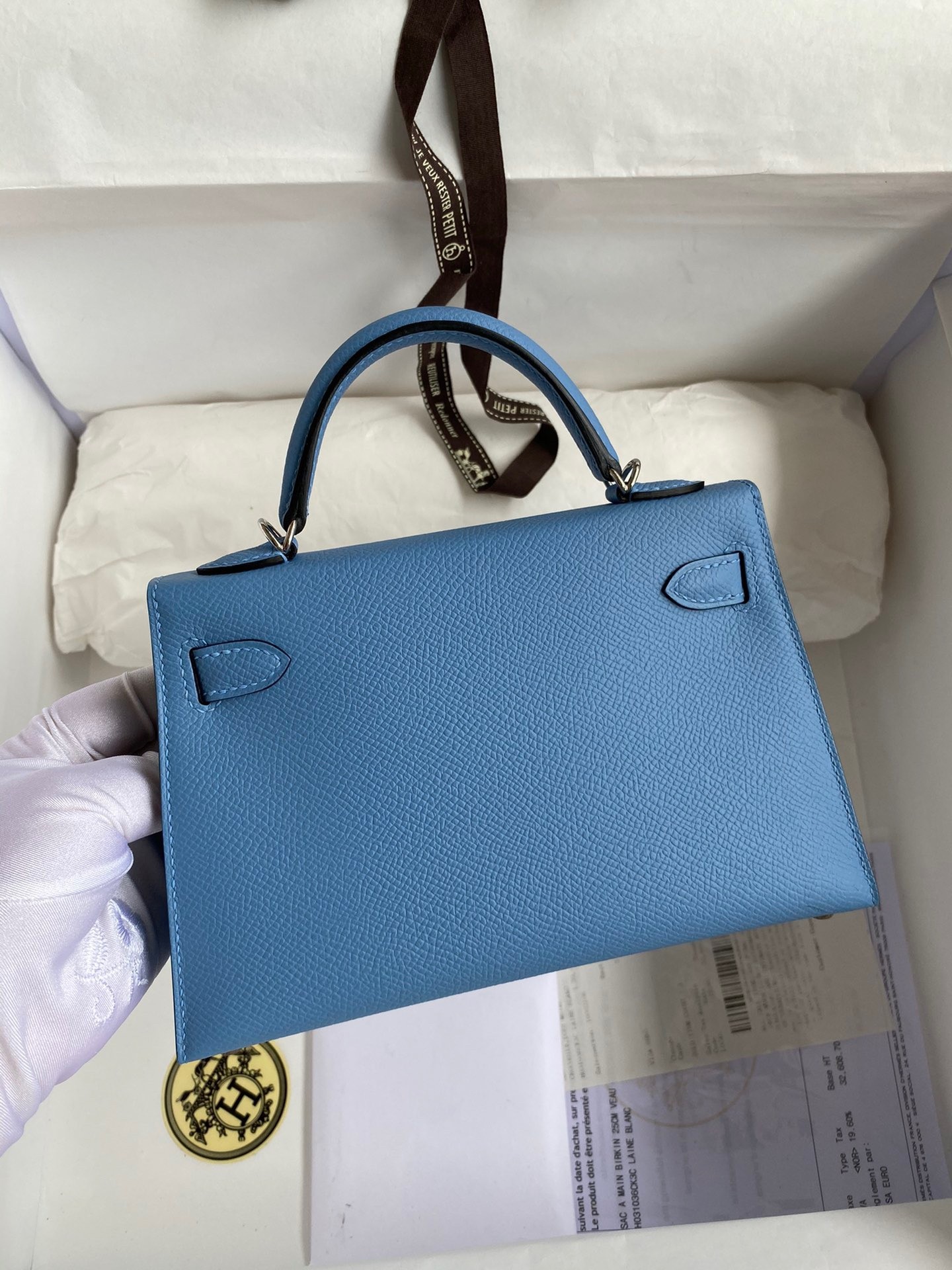 Hermes Kelly Mini II Sellier Handmade Bag In Blue Paradise Epsom Calfskin