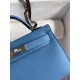 Hermes Kelly Mini II Sellier Handmade Bag In Blue Paradise Epsom Calfskin