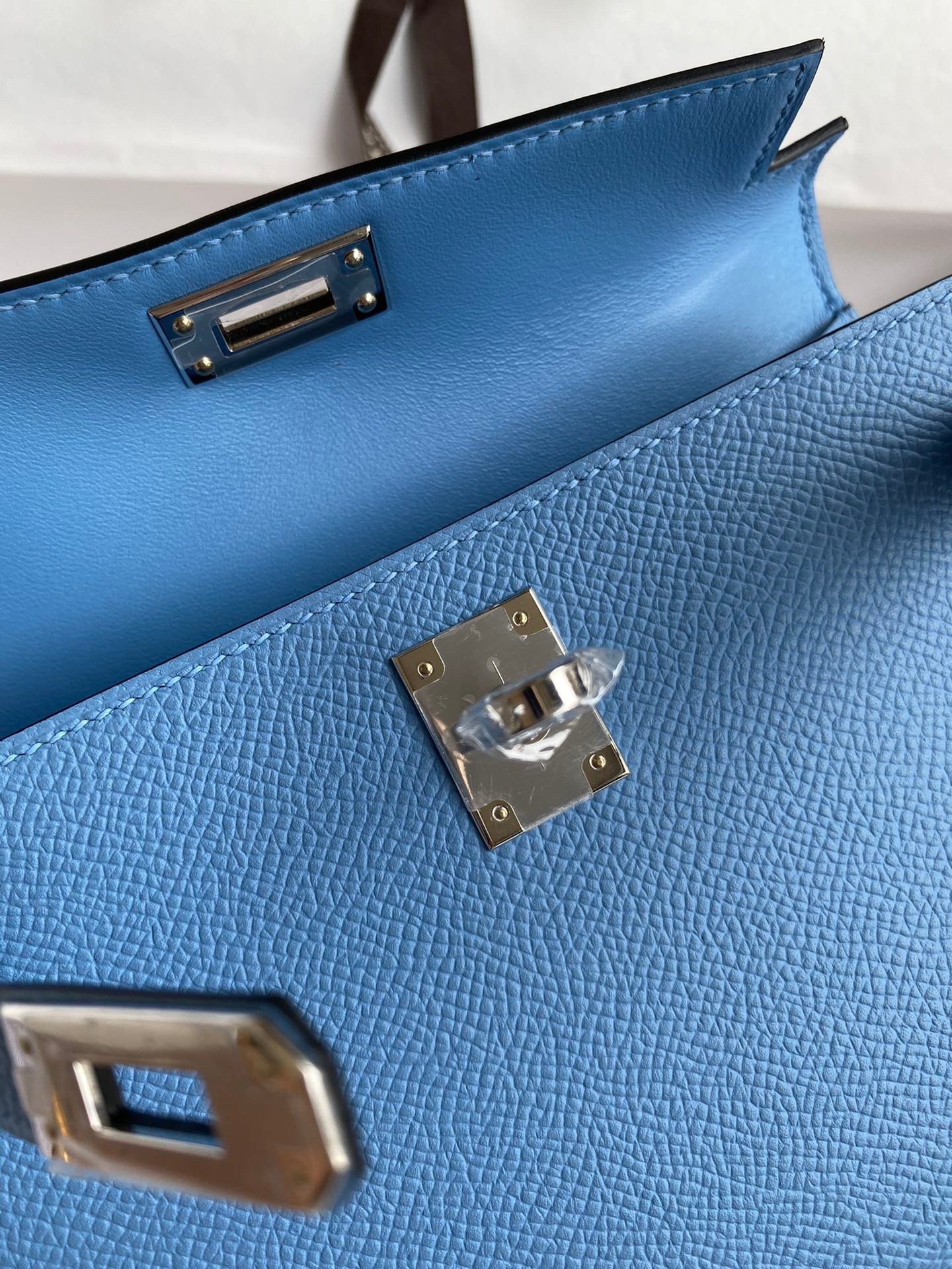 Hermes Kelly Mini II Sellier Handmade Bag In Blue Paradise Epsom Calfskin