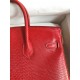 Hermes Birkin 25 Retourne Handmade Bag In Red Lizard Leather