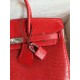 Hermes Birkin 25 Retourne Handmade Bag In Red Lizard Leather