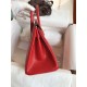 Hermes Birkin 25 Retourne Handmade Bag In Red Lizard Leather