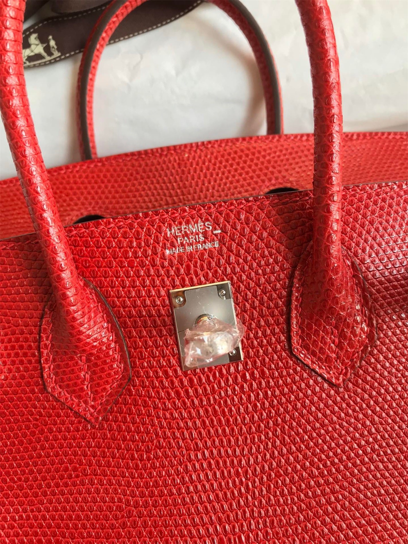 Hermes Birkin 25 Retourne Handmade Bag In Red Lizard Leather