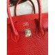 Hermes Birkin 25 Retourne Handmade Bag In Red Lizard Leather