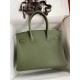 Hermes Birkin 30 Retourne Handmade Bag In Green Clemence Leather