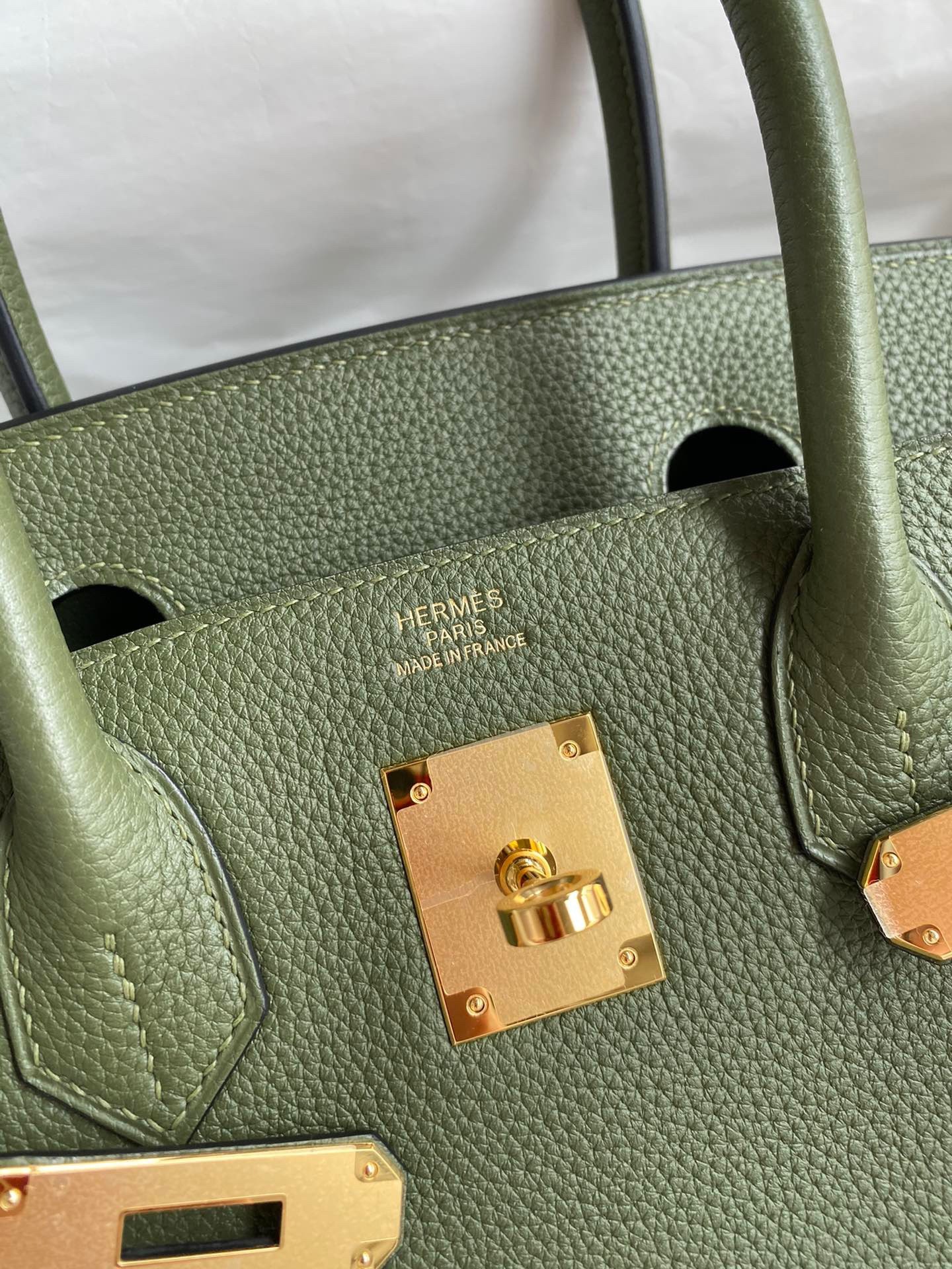 Hermes Birkin 30 Retourne Handmade Bag In Green Clemence Leather