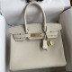 Hermes Birkin 30 Retourne Handmade Bag In Craie Clemence Leather