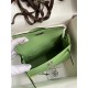 Hermes Kelly Mini II Sellier Handmade Bag In Vert Criquet Chevre Mysore Leather