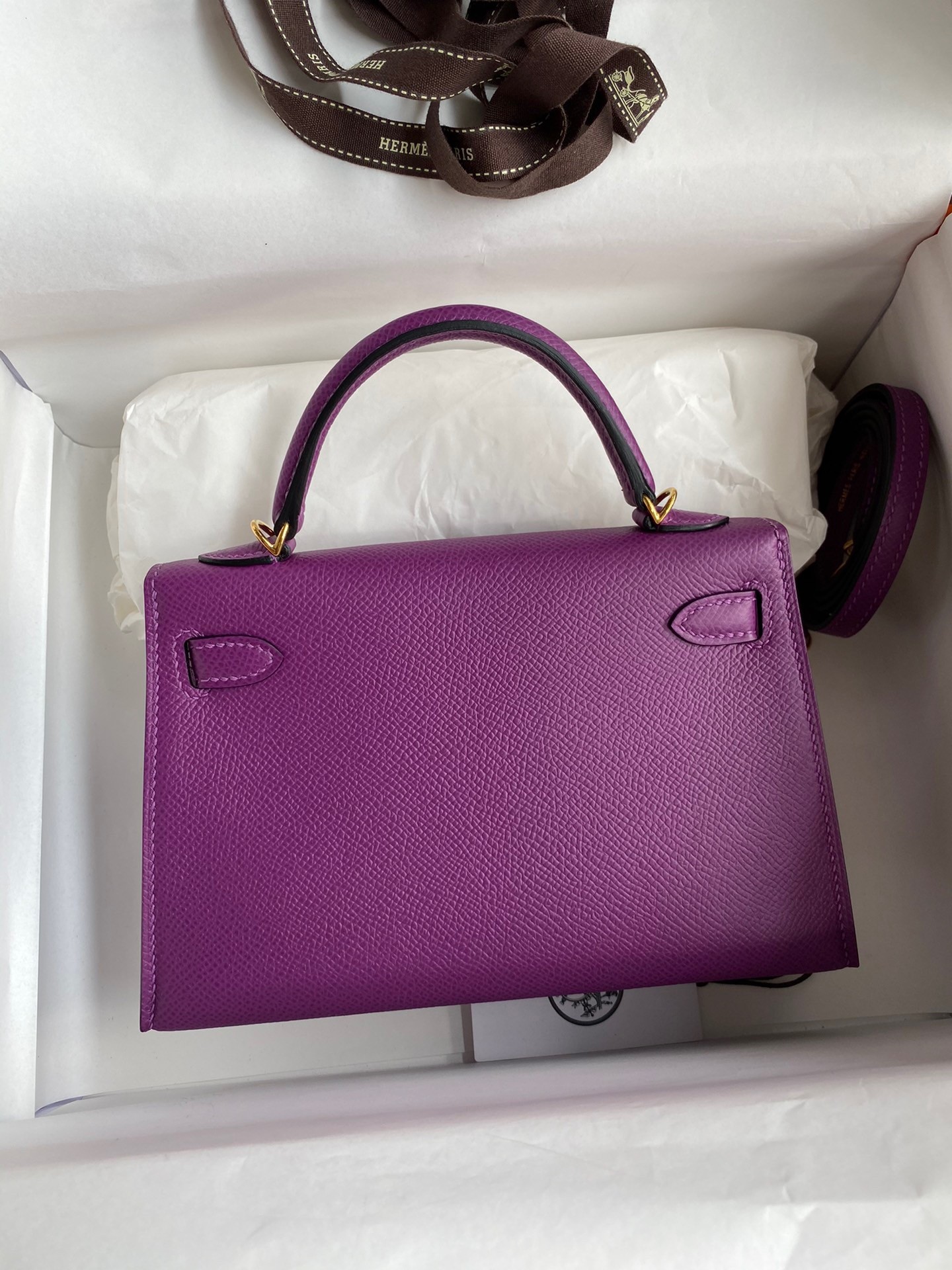 Hermes Kelly Mini II Sellier Handmade Bag In Anemone Epsom Calfskin