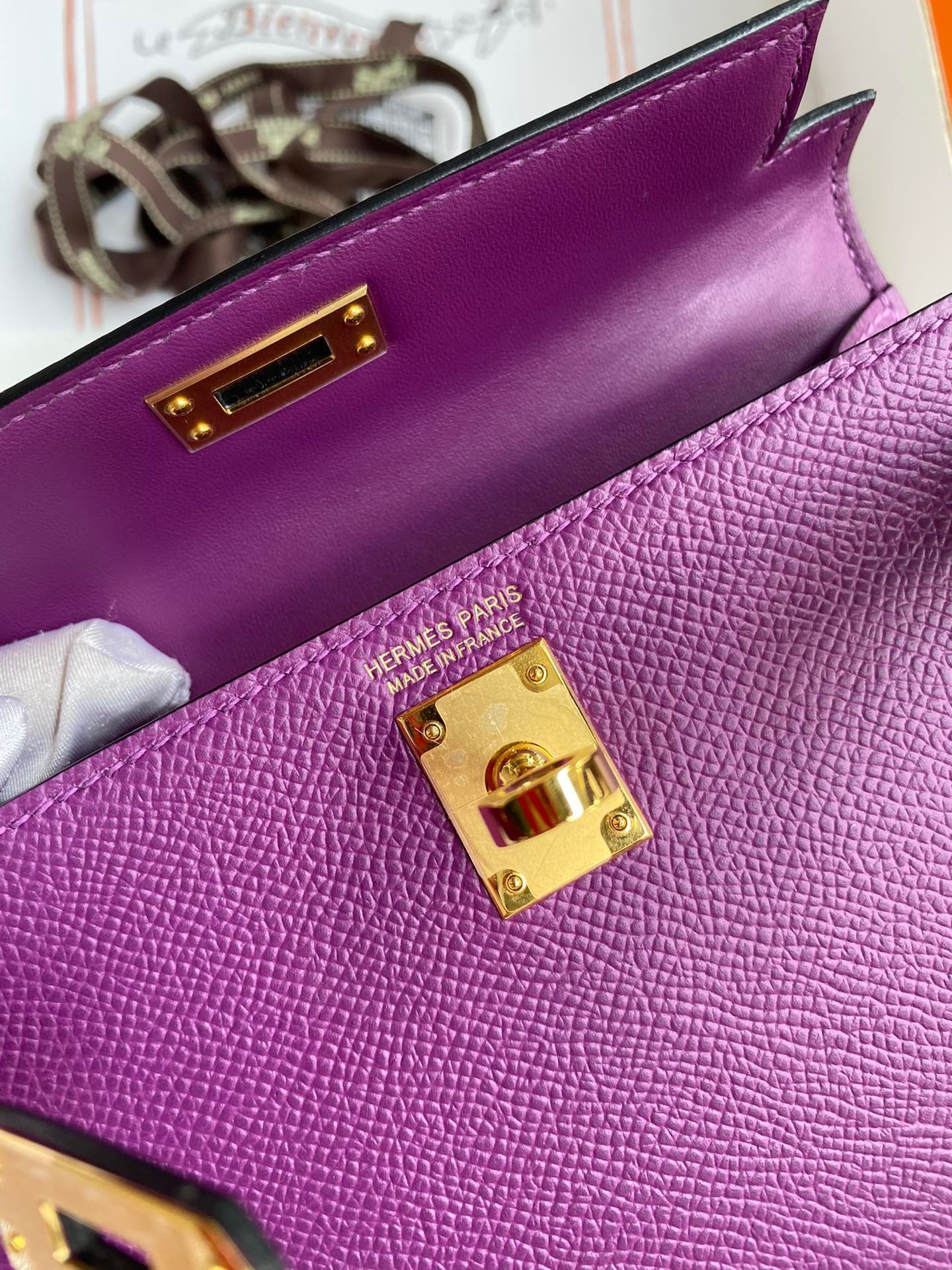 Hermes Kelly Mini II Sellier Handmade Bag In Anemone Epsom Calfskin