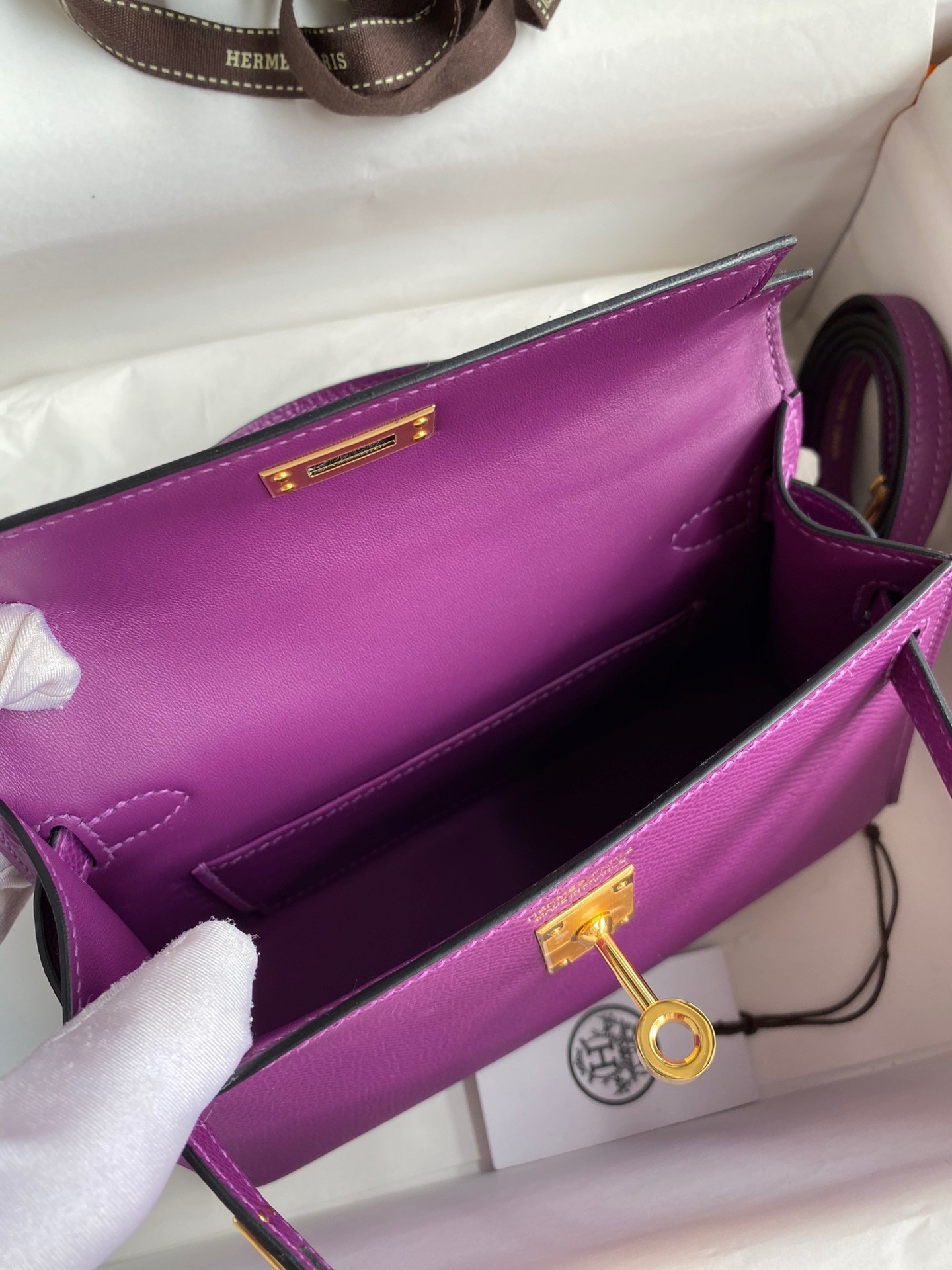 Hermes Kelly Mini II Sellier Handmade Bag In Anemone Epsom Calfskin