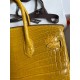 Hermes Birkin 25 Handmade Bag In Yellow Crocodile Niloticus Shiny Skin