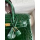 Hermes Birkin 25 Handmade Bag In Malachite Crocodile Niloticus Shiny Skin