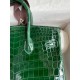 Hermes Birkin 25 Handmade Bag In Malachite Crocodile Niloticus Shiny Skin