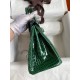 Hermes Birkin 25 Handmade Bag In Malachite Crocodile Niloticus Shiny Skin