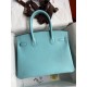 Hermes Birkin 30 Retourne Handmade Bag In Blue Atoll Epsom Calfskin