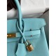 Hermes Birkin 30 Retourne Handmade Bag In Blue Atoll Epsom Calfskin