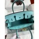 Hermes Birkin 30 Retourne Handmade Bag In Blue Atoll Epsom Calfskin