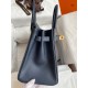 Hermes Birkin 30 Retourne Handmade Bag In Blue Nuit Epsom Calfskin