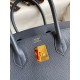 Hermes Birkin 30 Retourne Handmade Bag In Blue Nuit Epsom Calfskin