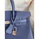 Hermes Birkin 30 Retourne Handmade Bag In Blue Saphir Epsom Calfskin