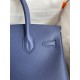 Hermes Birkin 30 Retourne Handmade Bag In Blue Saphir Epsom Calfskin