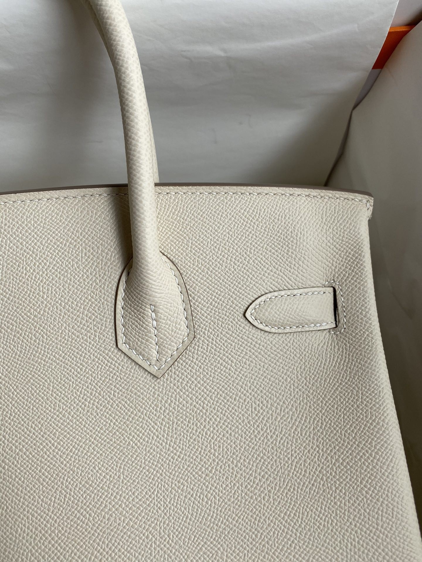 Hermes Birkin 30 Retourne Handmade Bag In Craie Epsom Calfskin