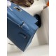 Hermes Kelly Mini II Sellier Handmade Bag In Blue Agate Epsom Calfskin