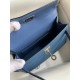 Hermes Kelly Mini II Sellier Handmade Bag In Blue Agate Epsom Calfskin