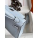 Hermes Kelly Mini II Sellier Handmade Bag In Blue Brume Epsom Calfskin