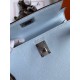 Hermes Kelly Mini II Sellier Handmade Bag In Blue Brume Epsom Calfskin