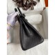 Hermes Birkin 25 Retourne Handmade Bag In Black Ostrich Leather