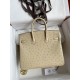 Hermes Birkin 25 Retourne Handmade Bag In Parchemin Ostrich Leather