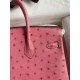 Hermes Birkin 25 Retourne Handmade Bag In Pink Ostrich Leather